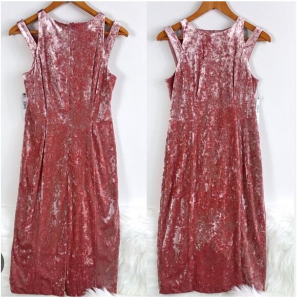 Maggy London crushed velvet dress in frosted pink with shoulder cut out size 10 - Picture 1 of 12